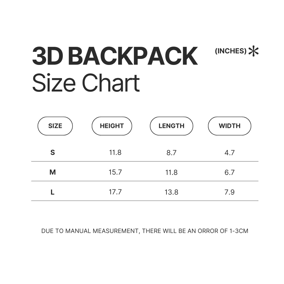 3D Backpack Size Chart - Power Rangers Mall