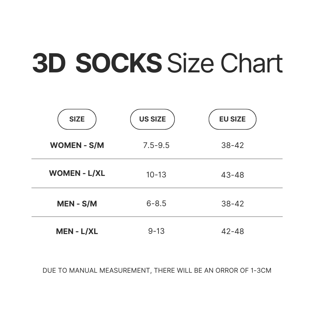 3D Socks Size Chart - Power Rangers Mall