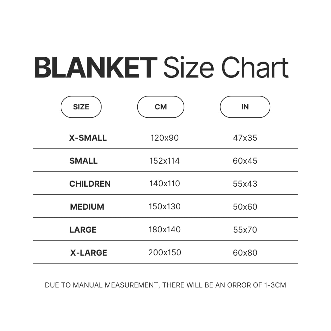 Blanket Size Chart - Power Rangers Mall