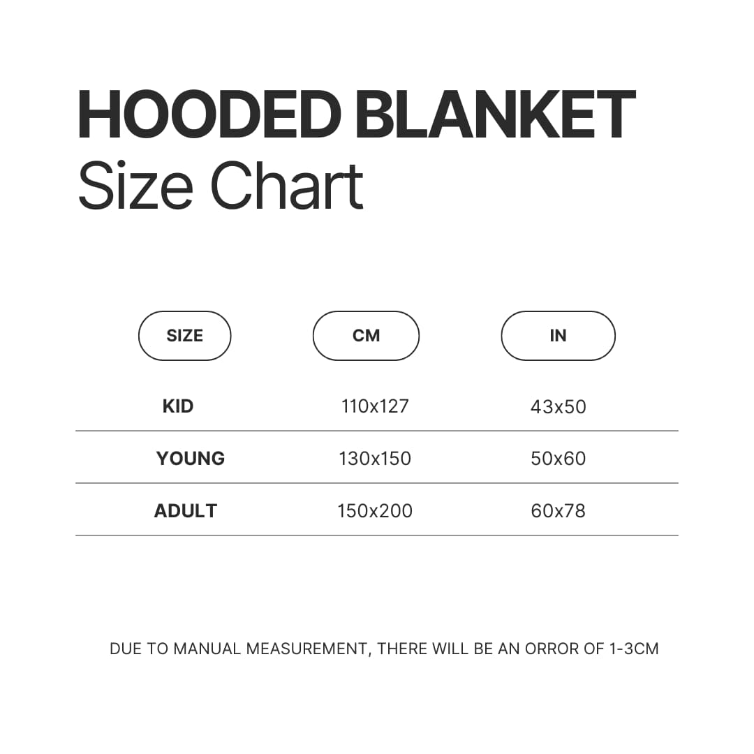 Hooded Blanket Size Chart - Power Rangers Mall