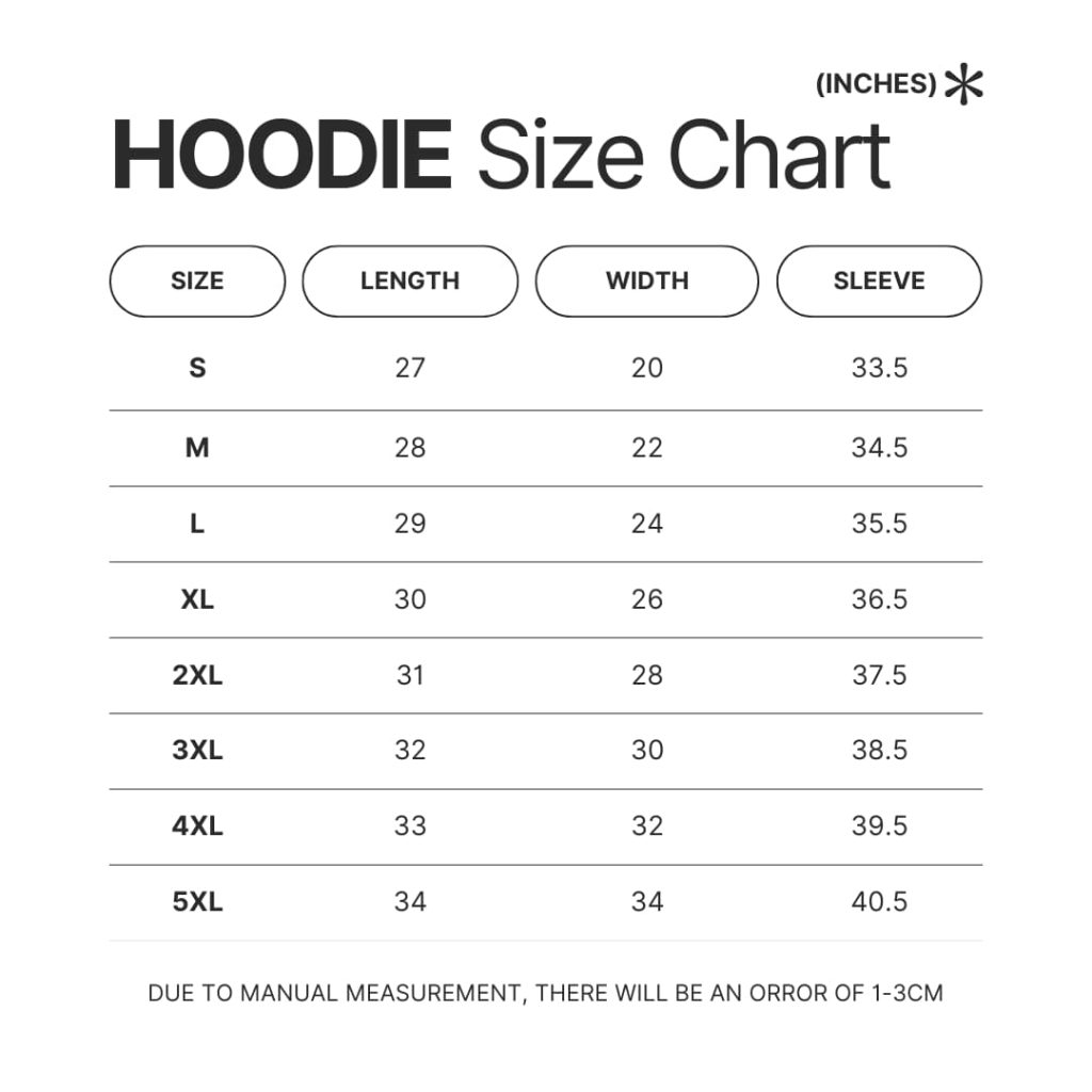 Hoodie Size Chart - Power Rangers Mall
