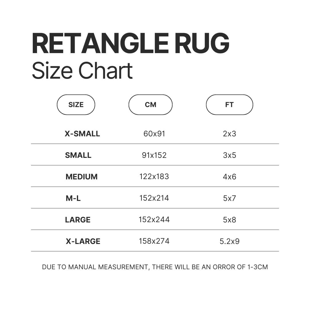 Retangle Rug Size Chart - Power Rangers Mall