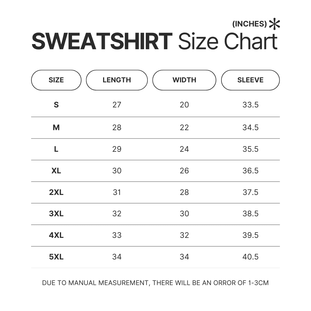 Sweatshirt Size Chart - Power Rangers Mall