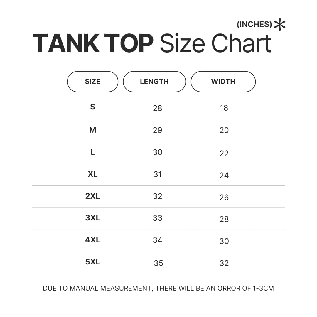 Tank Top Size Chart - Power Rangers Mall