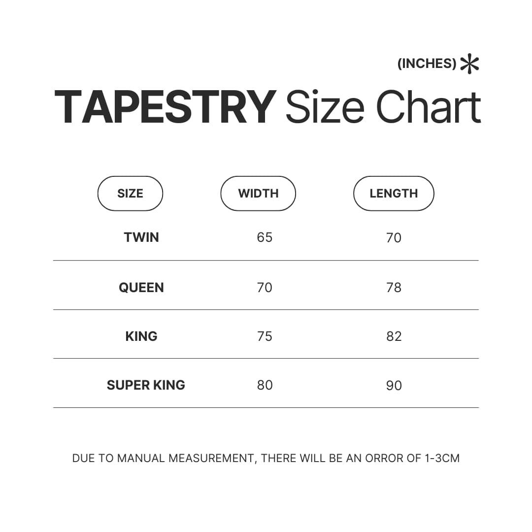 Tapestry Size Chart - Power Rangers Mall