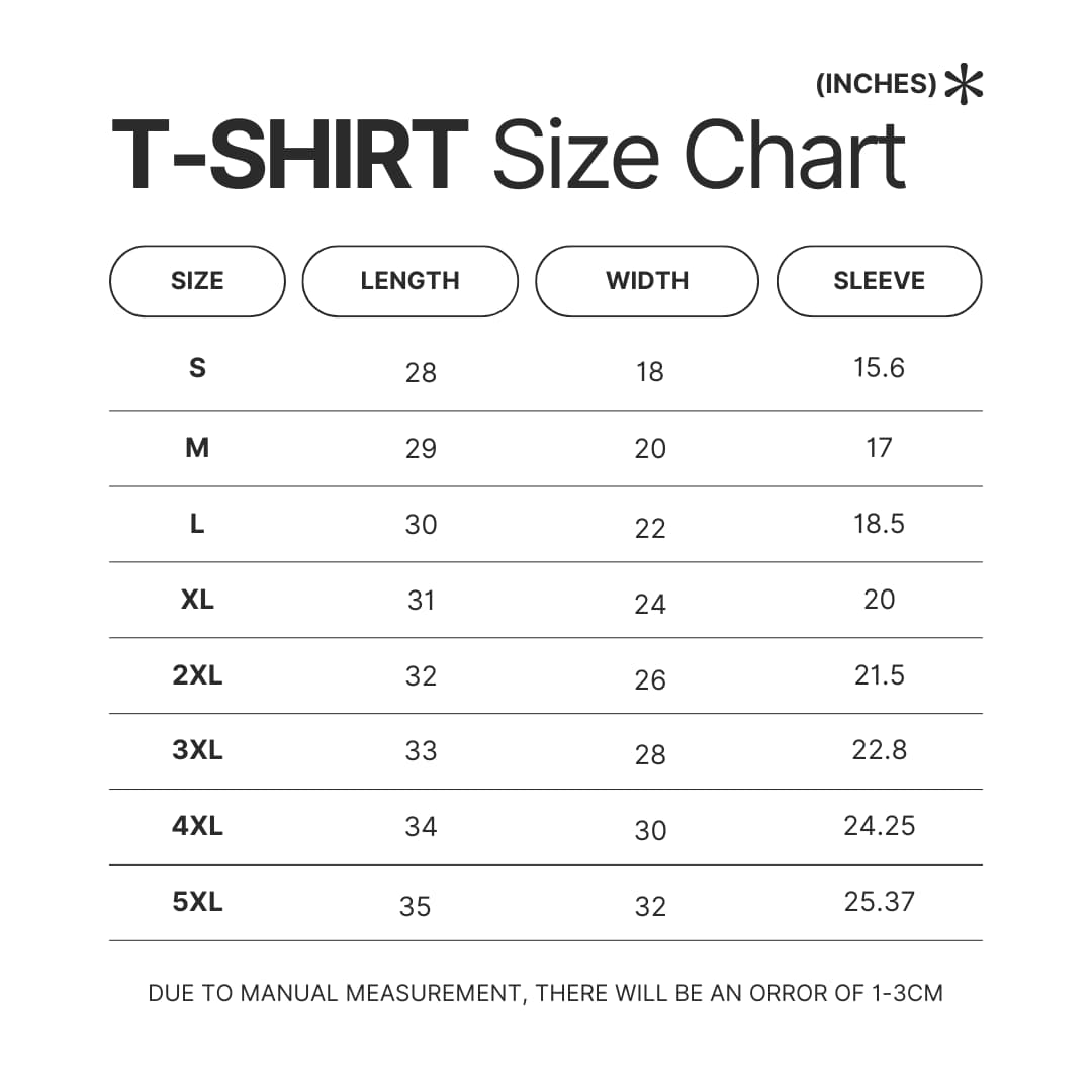 3D T shirt Size Chart - Power Rangers Mall