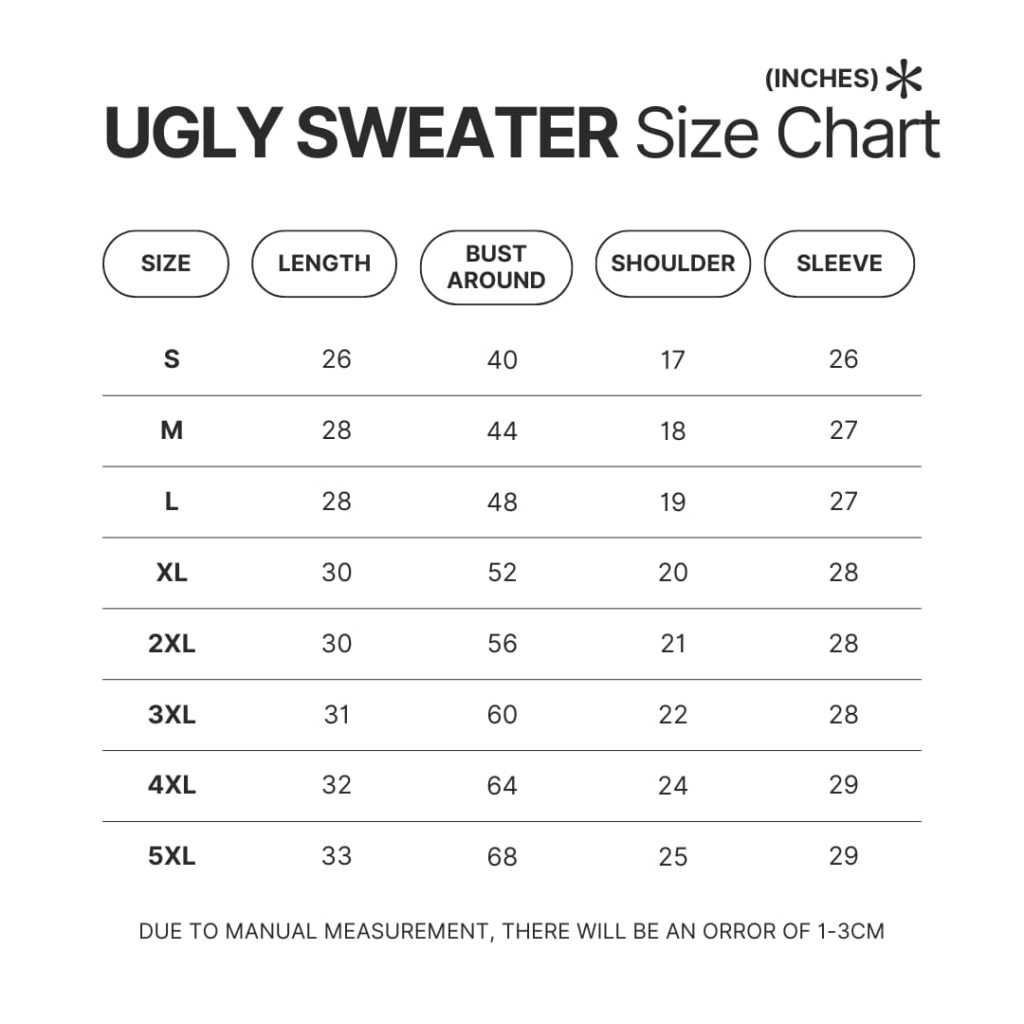 Ugly Sweater Size Chart 1 - Power Rangers Mall