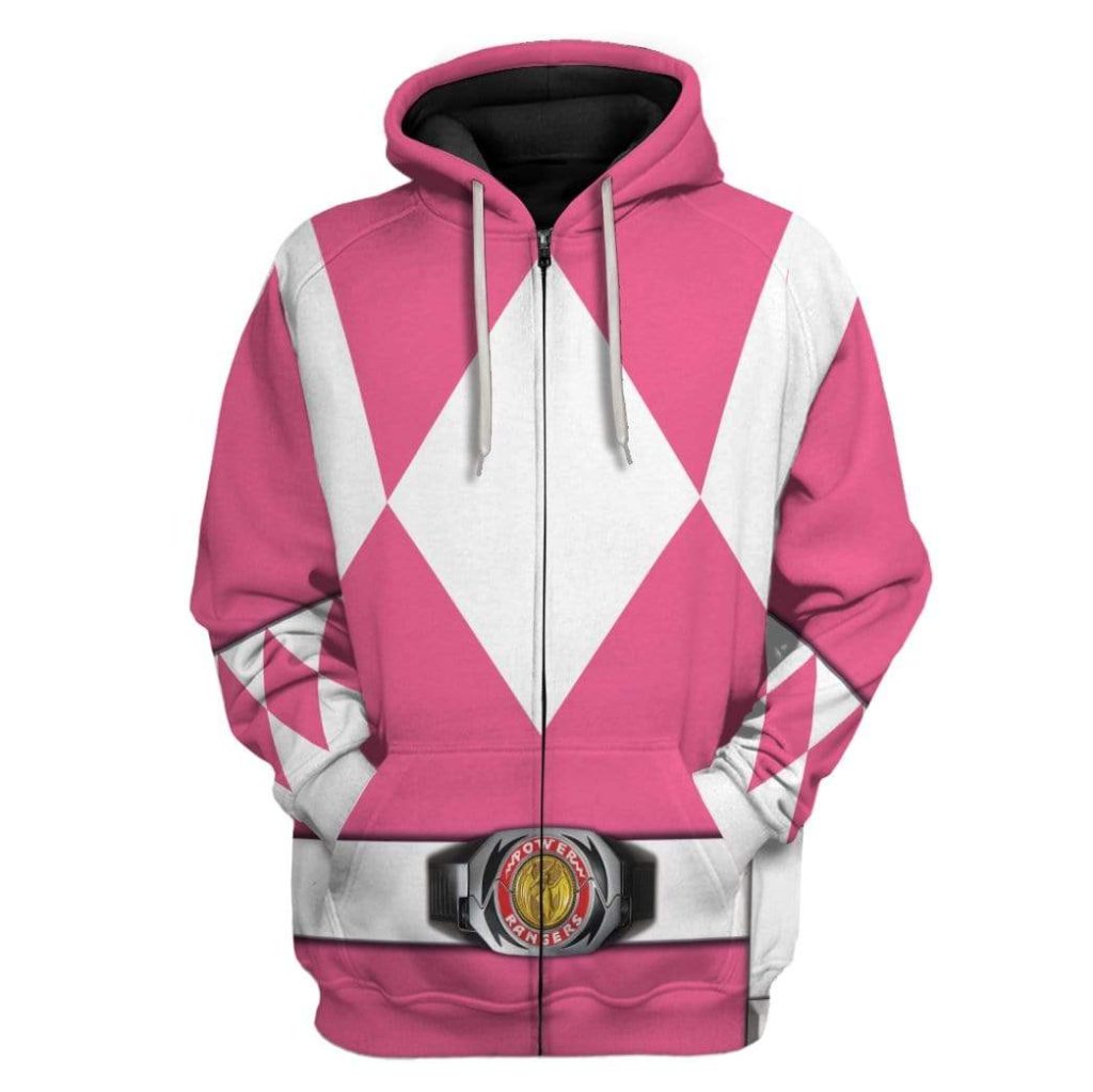 cosplay pink power ranger custom t shirts hoodies apparel h01025 3d custom fleece hoodies zip hoodie s 371280 - Power Rangers Mall