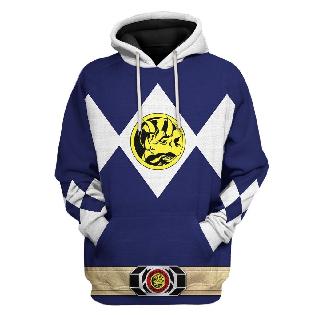 gearhuman 3d mighty morphin power ranger blue tshirt hoodie apparel gk190115 3d apparel hoodie s 323839 - Power Rangers Mall