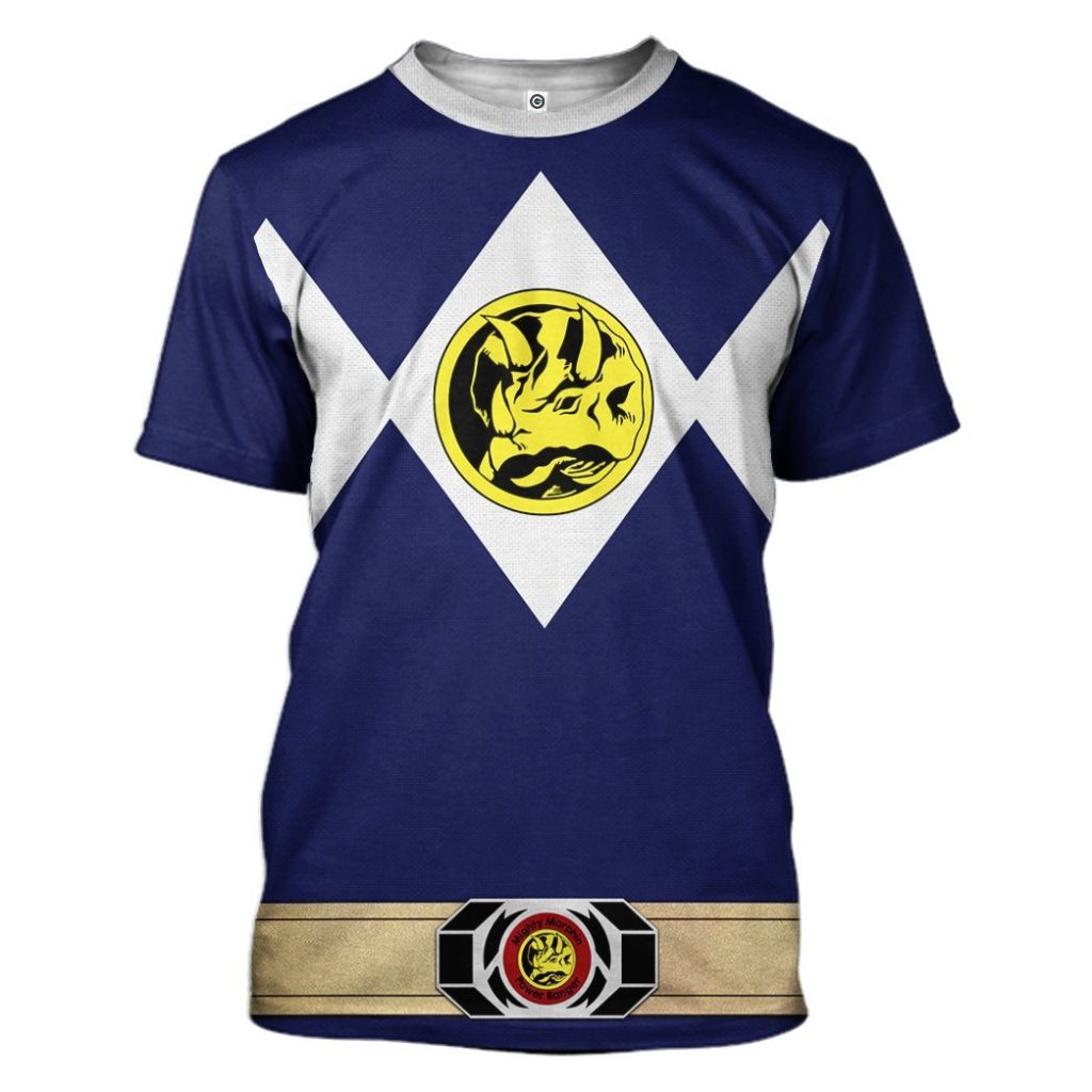gearhuman 3d mighty morphin power ranger blue tshirt hoodie apparel gk190115 3d apparel t shirt s 735240 - Power Rangers Mall