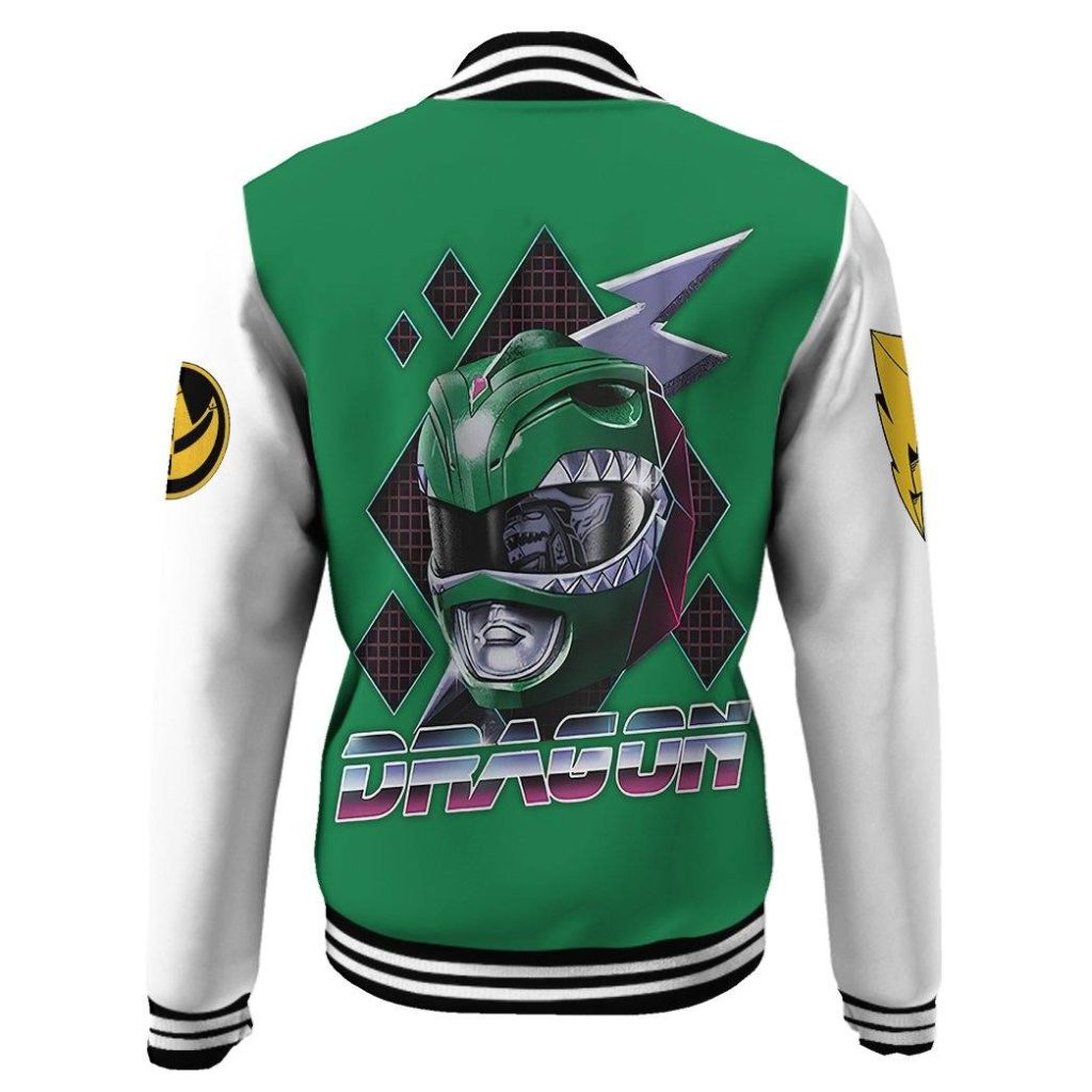 gearhuman 3d mighty morphin power ranger green custom name baseball jacket gk200110 baseball jacket 400511 - Power Rangers Mall