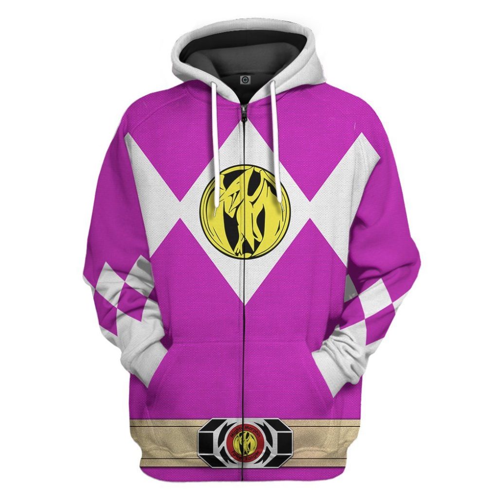 gearhuman 3d mighty morphin power ranger pink tshirt hoodie apparel gk190116 3d apparel zip hoodie s 556867 - Power Rangers Mall