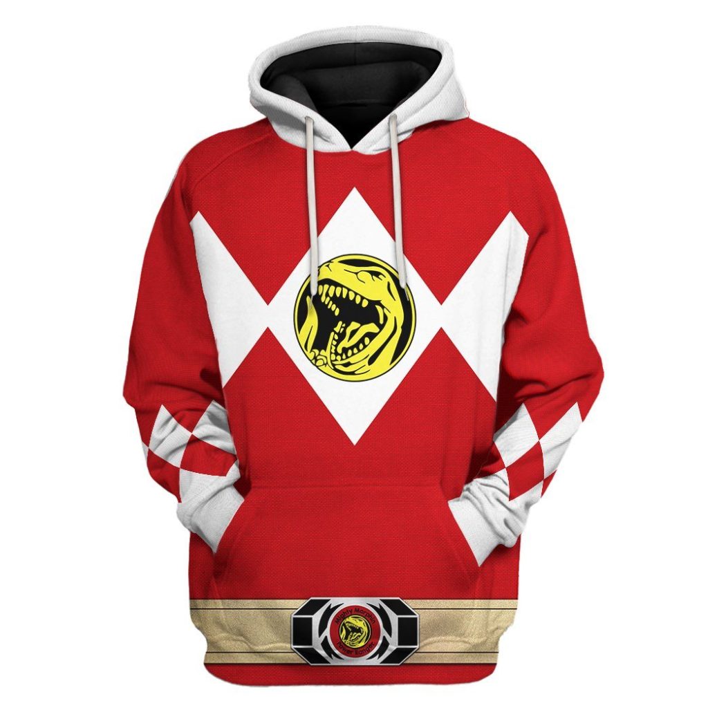 gearhuman 3d mighty morphin power ranger red tshirt hoodie apparel gk190110 3d apparel hoodie s 622685 - Power Rangers Mall