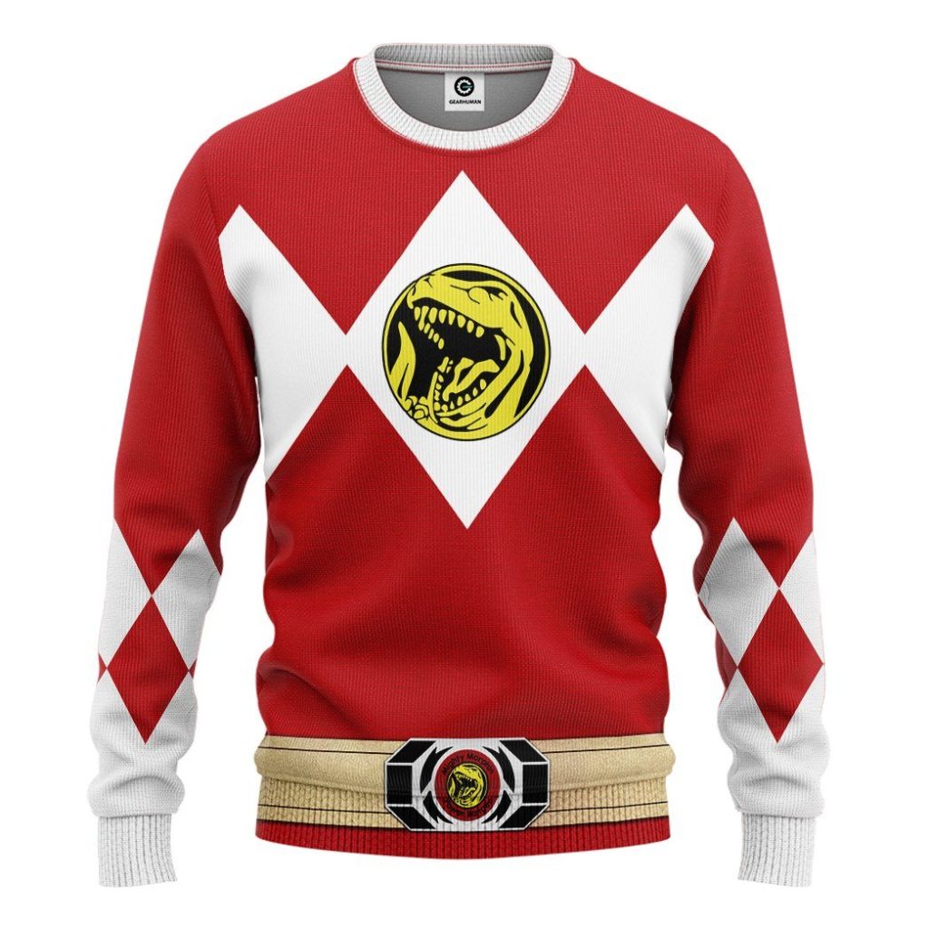 gearhuman 3d mighty morphin power ranger red tshirt hoodie apparel gk190110 3d apparel long sleeve s 297649 - Power Rangers Mall