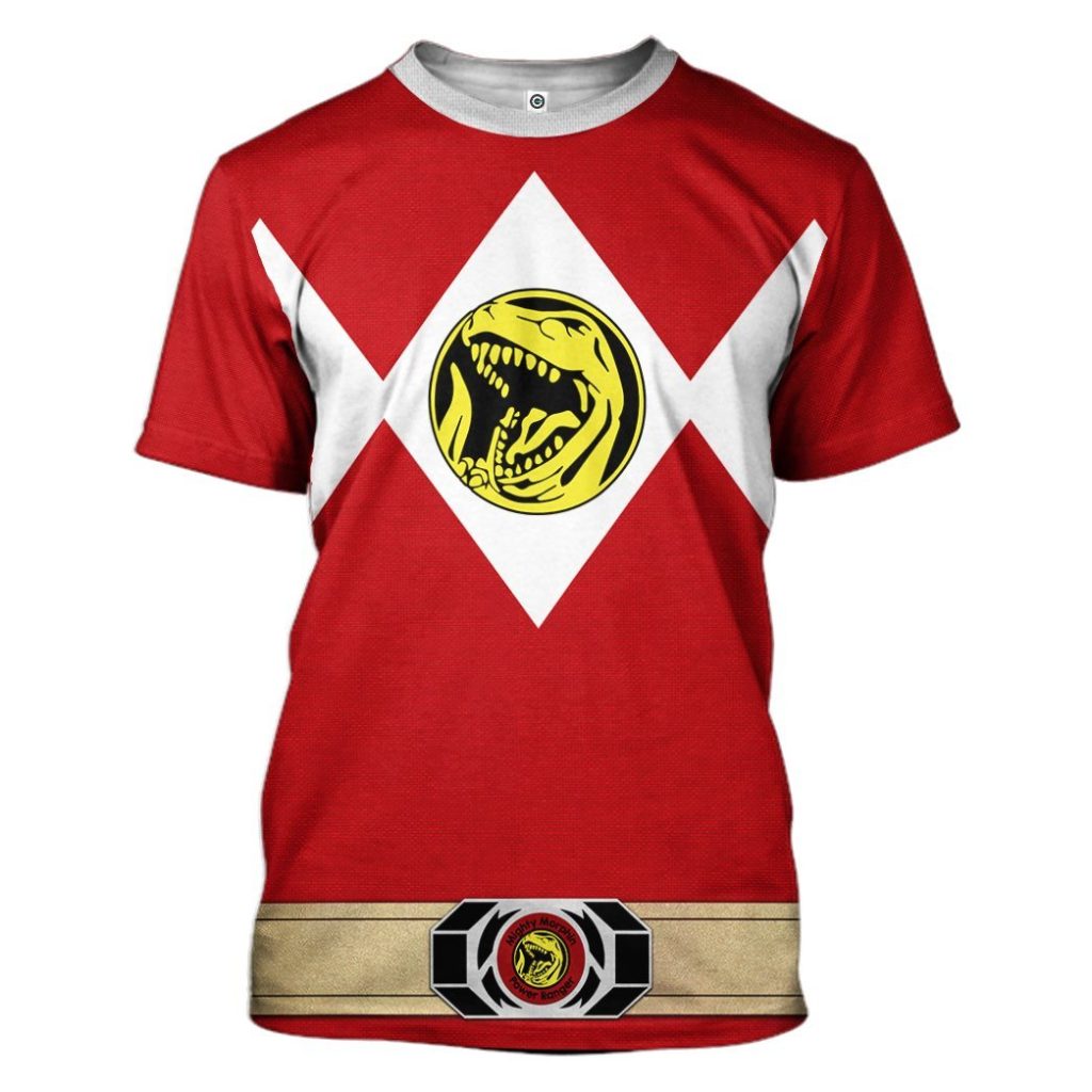 gearhuman 3d mighty morphin power ranger red tshirt hoodie apparel gk190110 3d apparel t shirt s 189677 - Power Rangers Mall