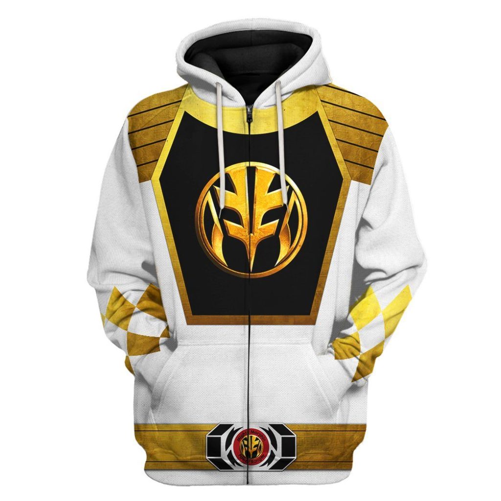 gearhuman 3d mighty morphin power ranger white tshirt hoodie apparel gk190111 3d apparel zip hoodie s 485470 - Power Rangers Mall