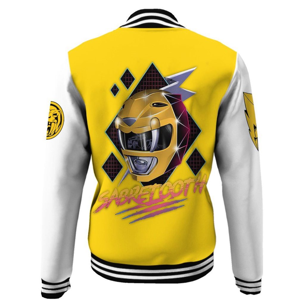 gearhuman 3d mighty morphin power ranger yellow custom name baseball jacket gk200113 baseball jacket 550031 - Power Rangers Mall