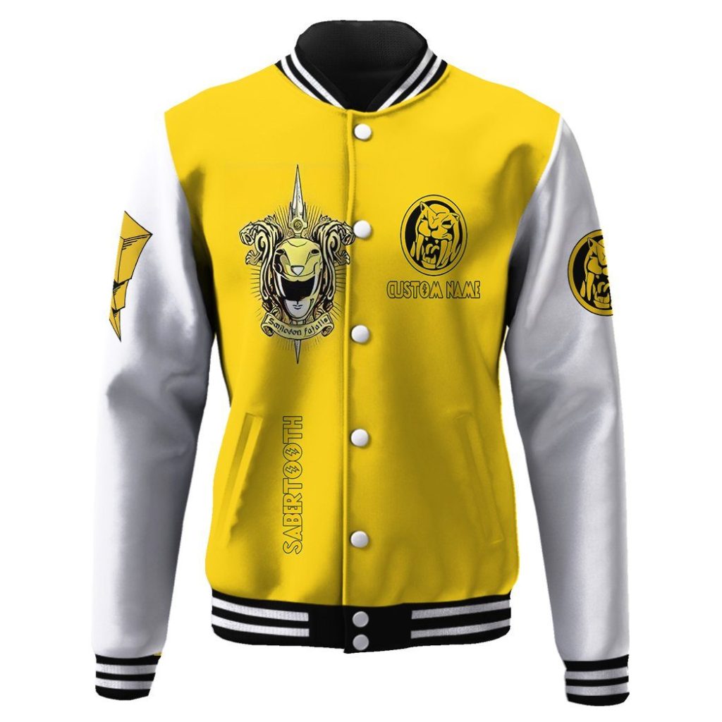 gearhuman 3d mighty morphin power ranger yellow custom name baseball jacket gk200113 baseball jacket baseball jacket xs 920393 - Power Rangers Mall