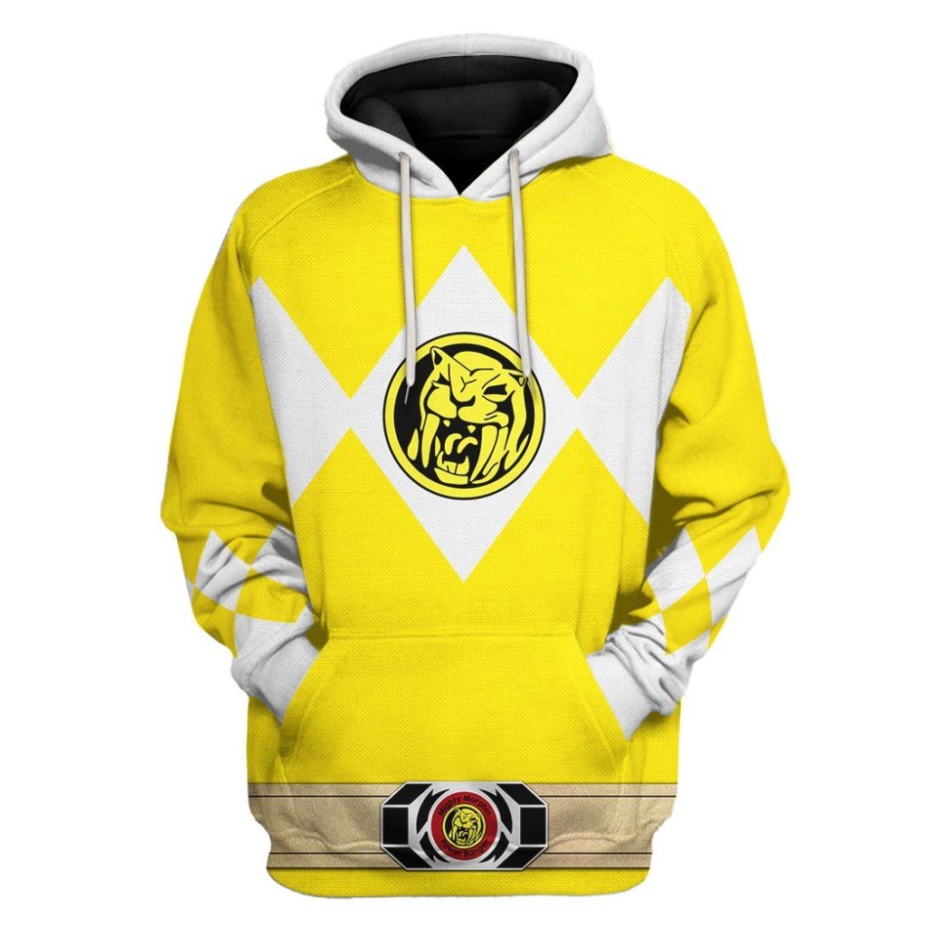 gearhuman 3d mighty morphin power ranger yellow tshirt hoodie apparel gk190114 3d apparel hoodie s 352501 - Power Rangers Mall