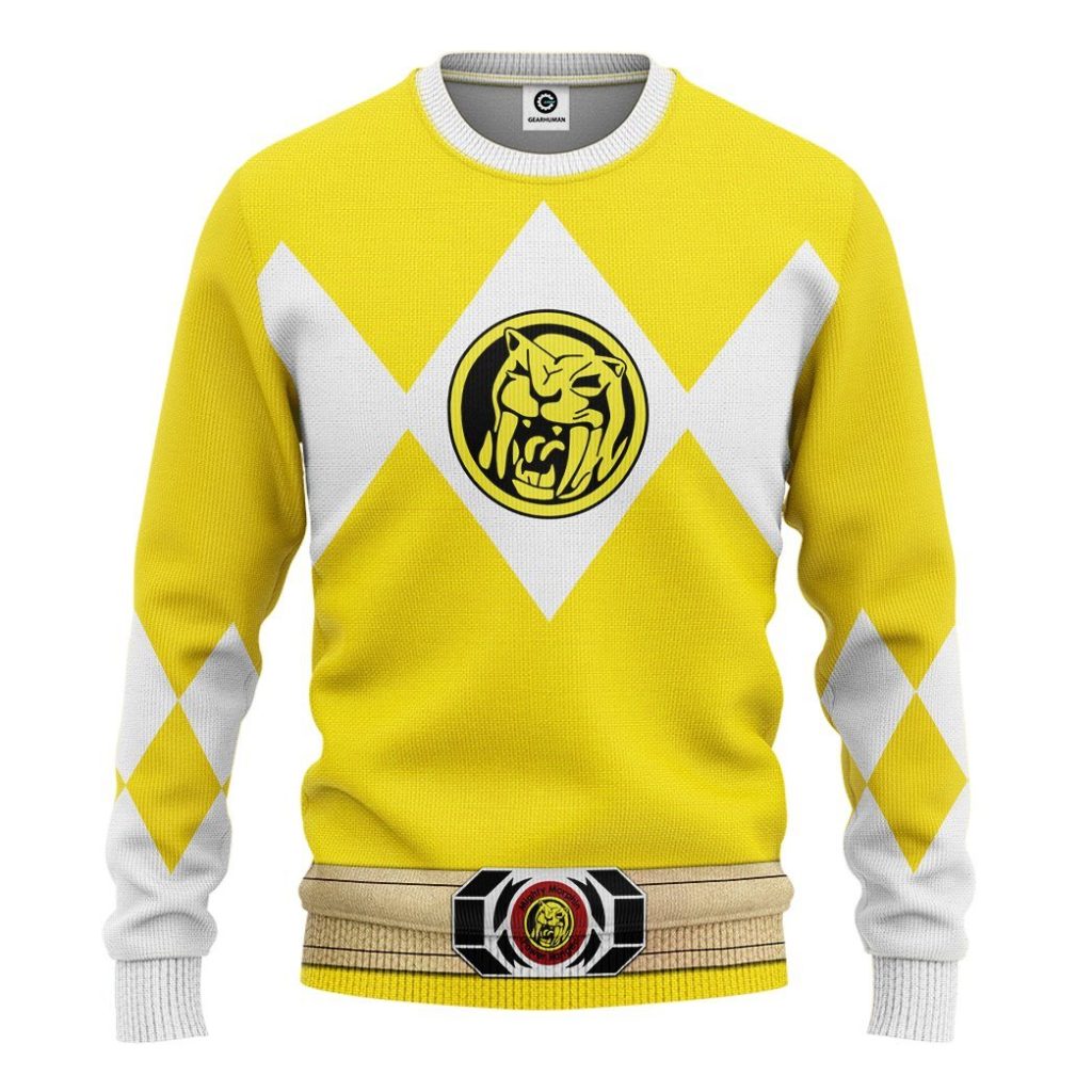 gearhuman 3d mighty morphin power ranger yellow tshirt hoodie apparel gk190114 3d apparel long sleeve s 931276 - Power Rangers Mall
