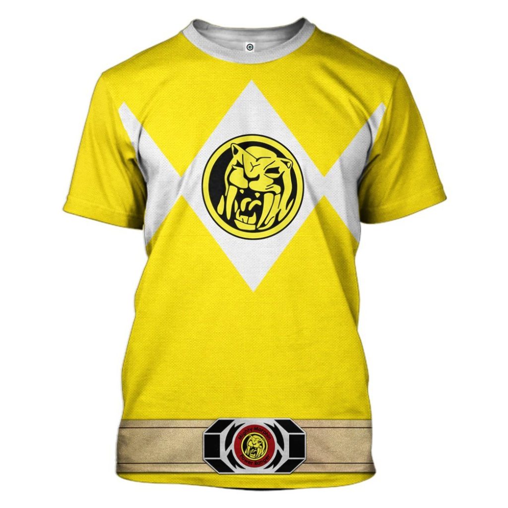 gearhuman 3d mighty morphin power ranger yellow tshirt hoodie apparel gk190114 3d apparel t shirt s 173478 - Power Rangers Mall
