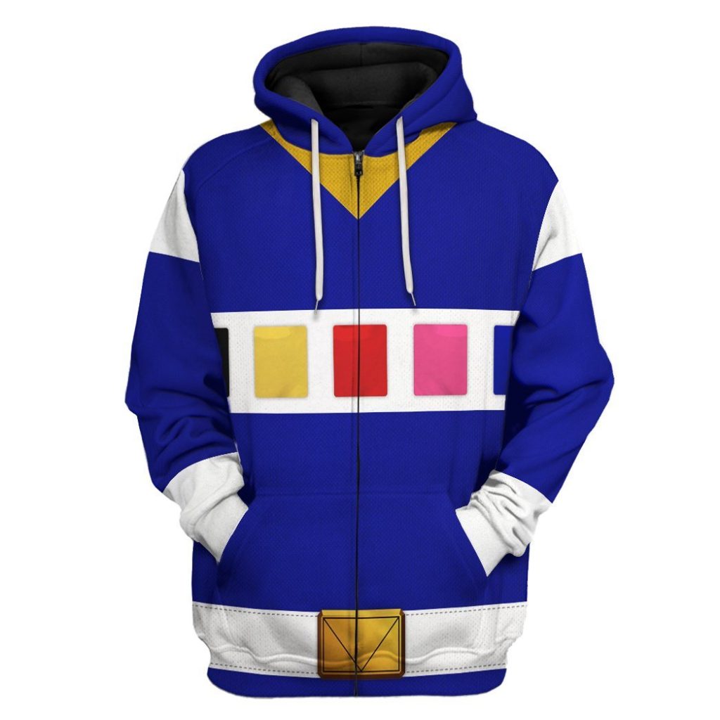 gearhuman 3d power rangers in space blue custom tshirt hoodie apparel gv040114 3d apparel zip hoodie s 337485 - Power Rangers Mall