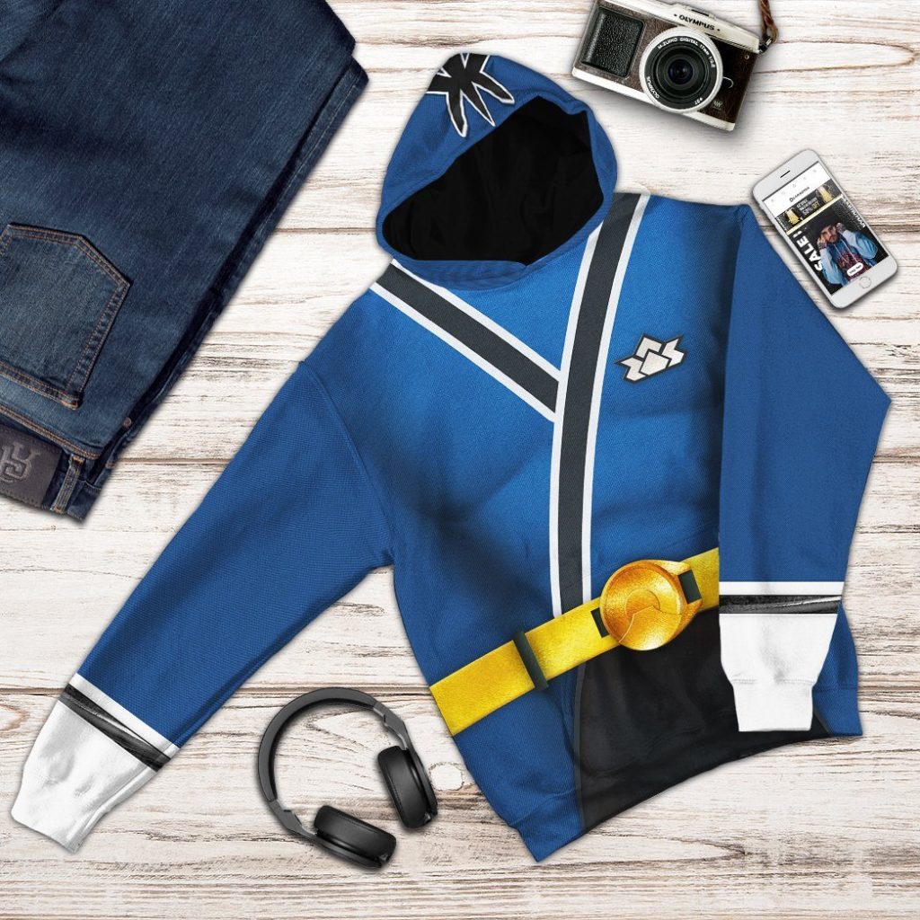 gearhuman 3d power rangers samurai blue custom tshirt hoodie apparel gv08018 3d apparel 722350 - Power Rangers Mall
