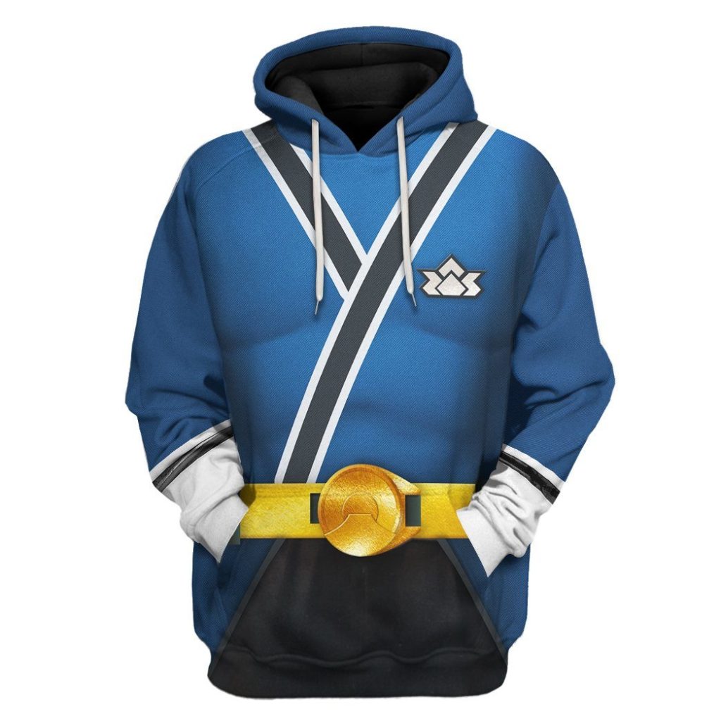 gearhuman 3d power rangers samurai blue custom tshirt hoodie apparel gv08018 3d apparel hoodie s 574677 - Power Rangers Mall