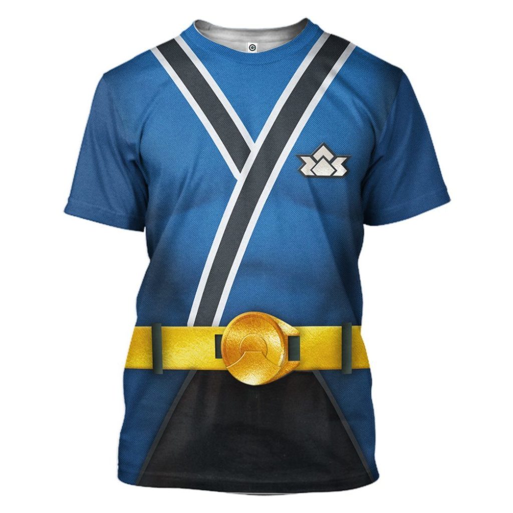 gearhuman 3d power rangers samurai blue custom tshirt hoodie apparel gv08018 3d apparel t shirt s 757751 - Power Rangers Mall