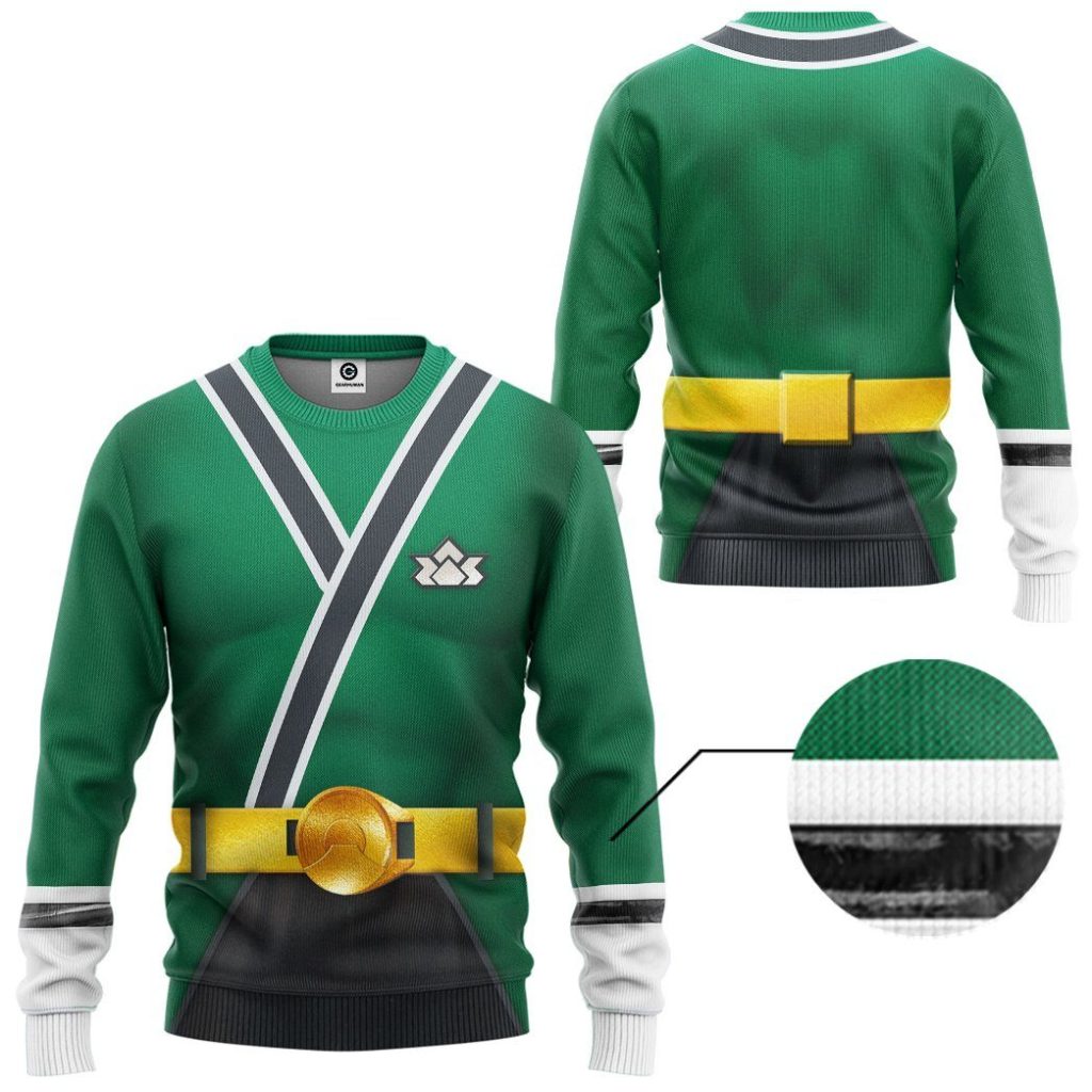 gearhuman 3d power rangers samurai green custom tshirt hoodie apparel gv08017 3d apparel 571068 - Power Rangers Mall