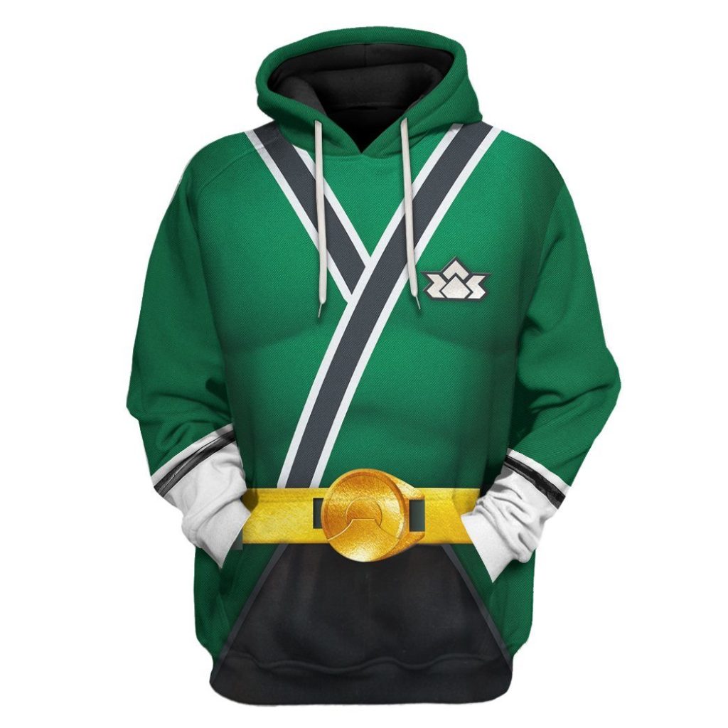 gearhuman 3d power rangers samurai green custom tshirt hoodie apparel gv08017 3d apparel hoodie s 295546 - Power Rangers Mall