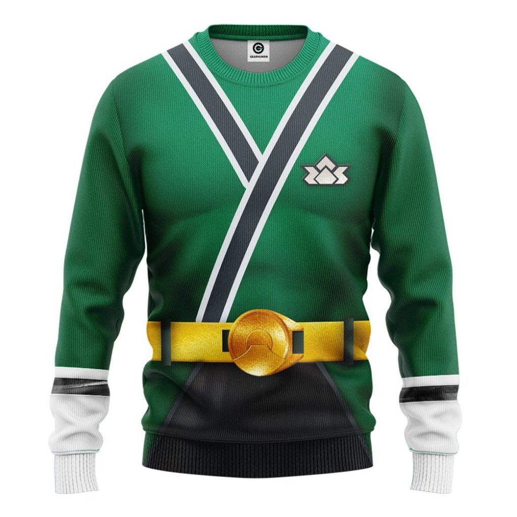 gearhuman 3d power rangers samurai green custom tshirt hoodie apparel gv08017 3d apparel long sleeve s 608071 - Power Rangers Mall