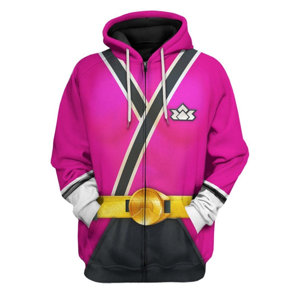 gearhuman 3d power rangers samurai pink custom tshirt hoodie apparel gv080110 3d apparel zip hoodie s 558597 - Power Rangers Mall