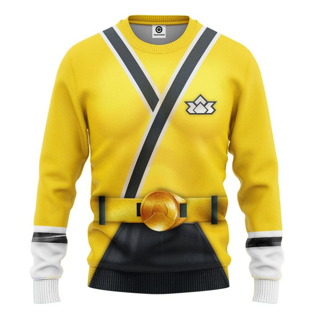 gearhuman 3d power rangers samurai yellow custom tshirt hoodie apparel gv08019 3d apparel long sleeve s 588419 - Power Rangers Mall