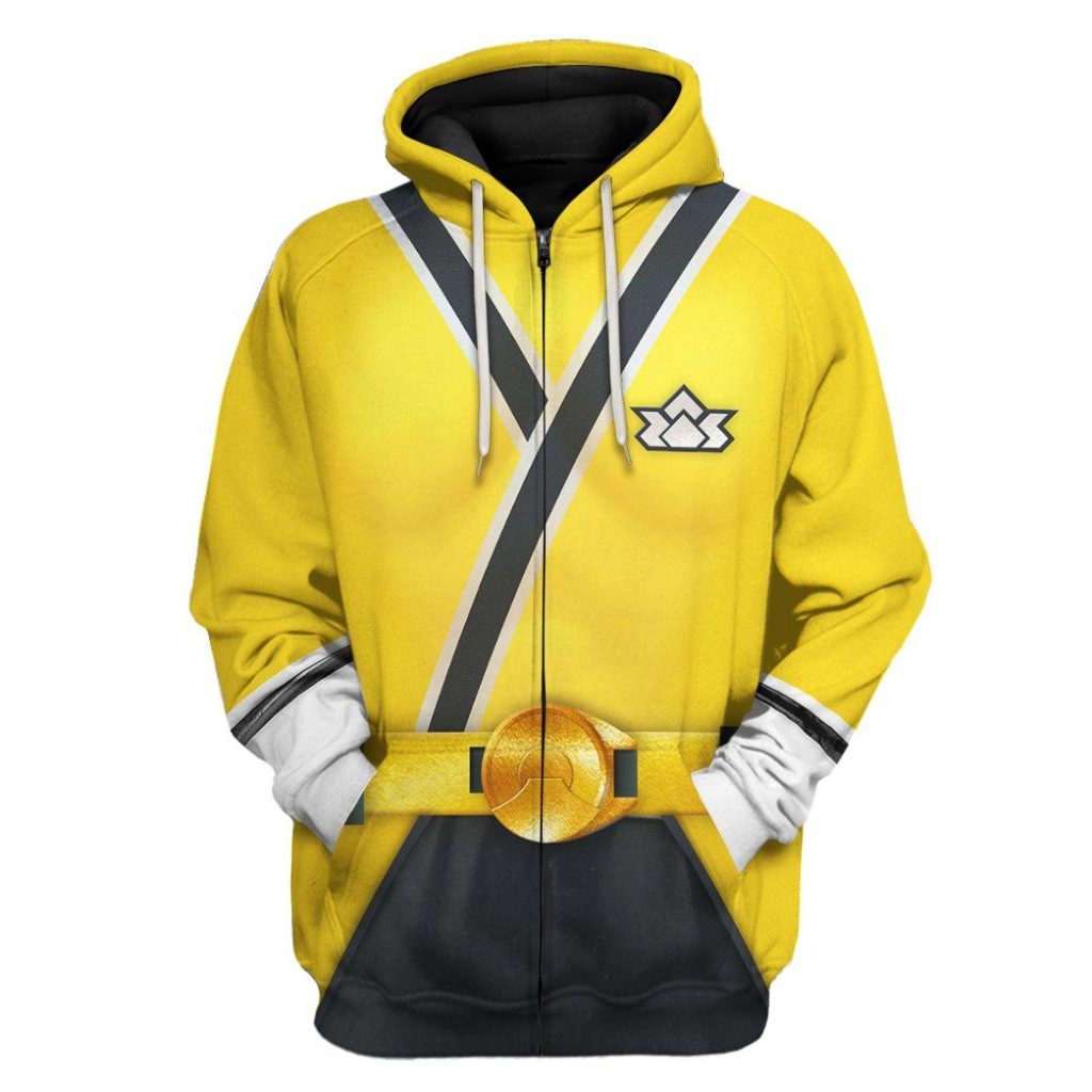 gearhuman 3d power rangers samurai yellow custom tshirt hoodie apparel gv08019 3d apparel zip hoodie s 203977 - Power Rangers Mall