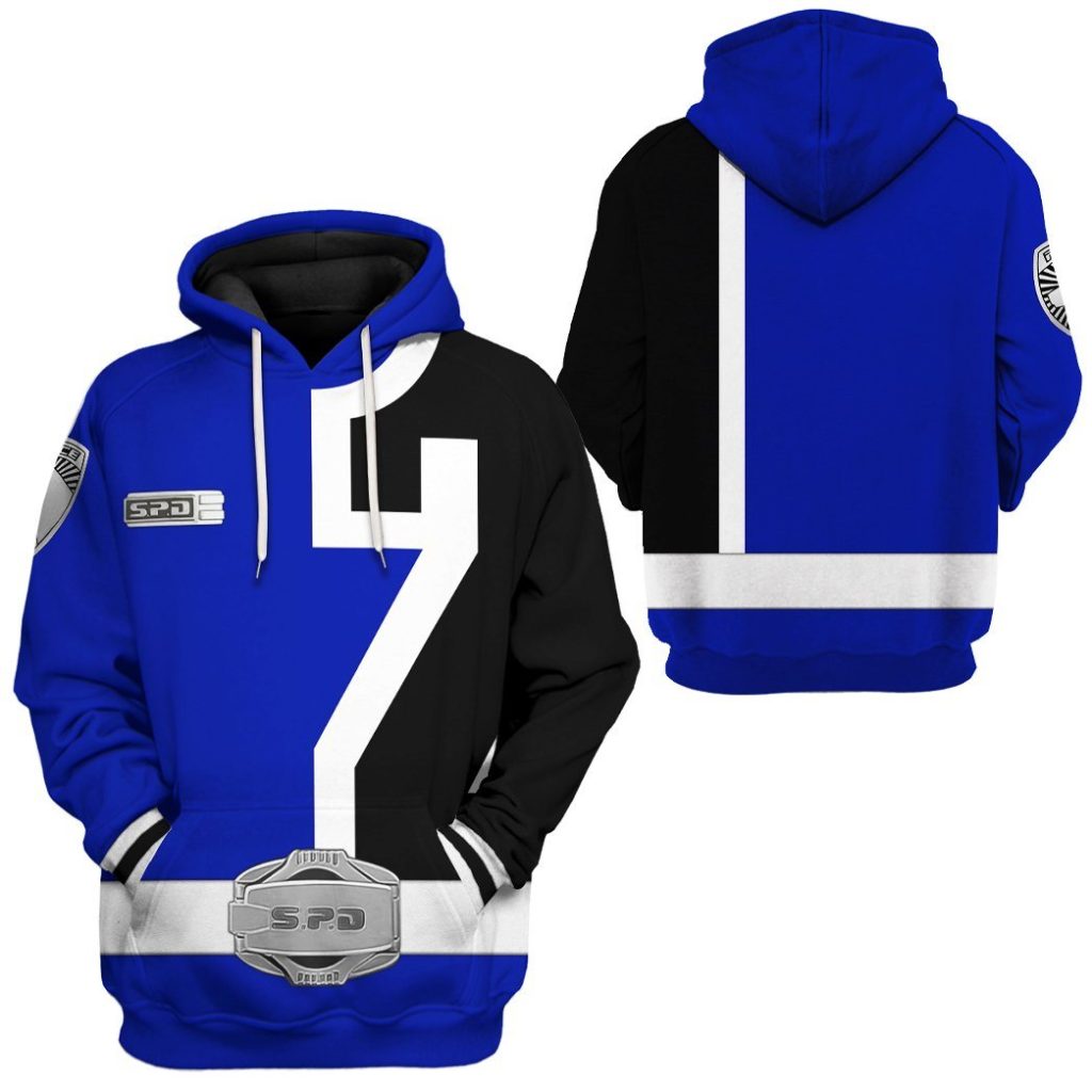 gearhuman 3d power rangers spd blue tshirt hoodie apparel gb290125 3d apparel 284234 - Power Rangers Mall
