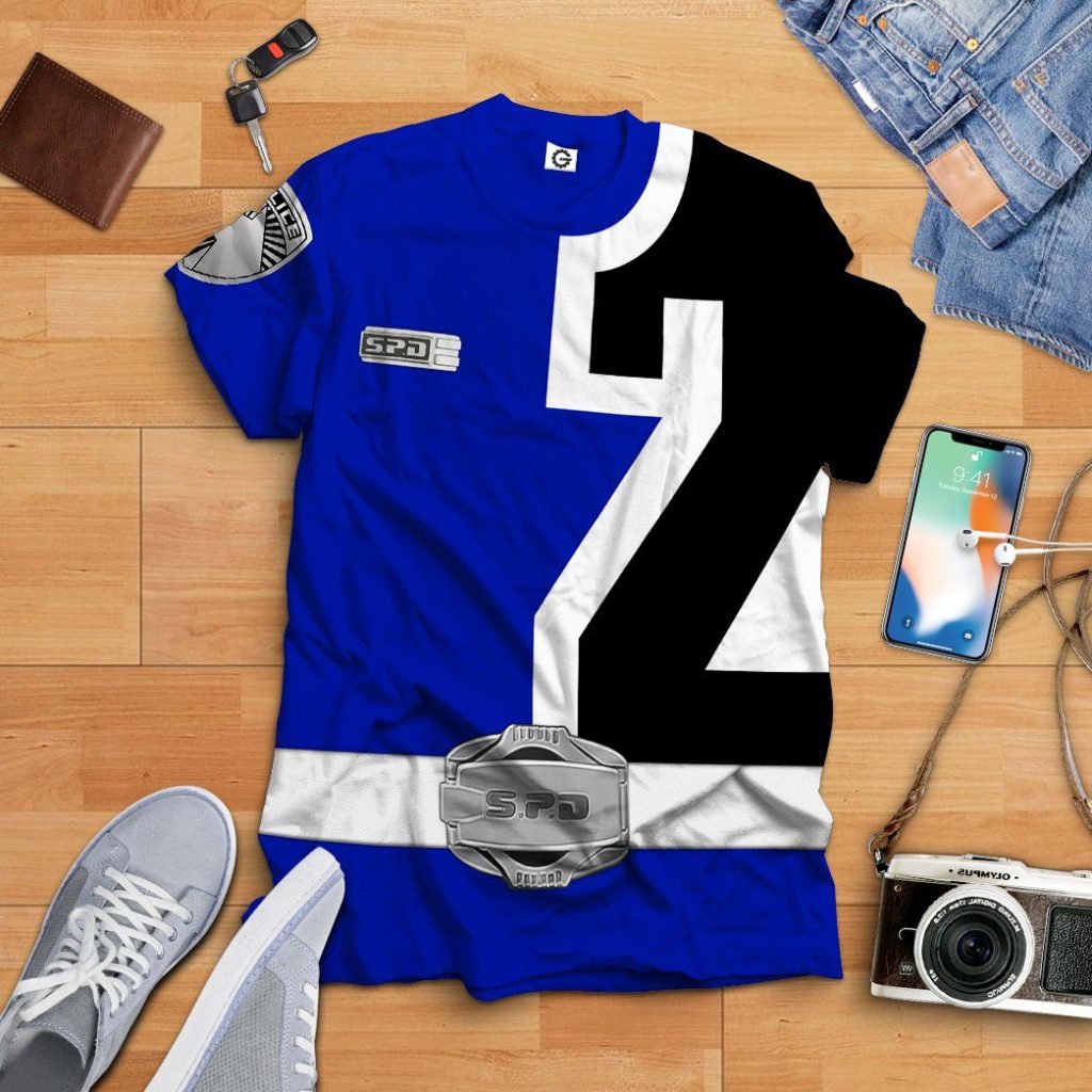 gearhuman 3d power rangers spd blue tshirt hoodie apparel gb290125 3d apparel 919103 - Power Rangers Mall