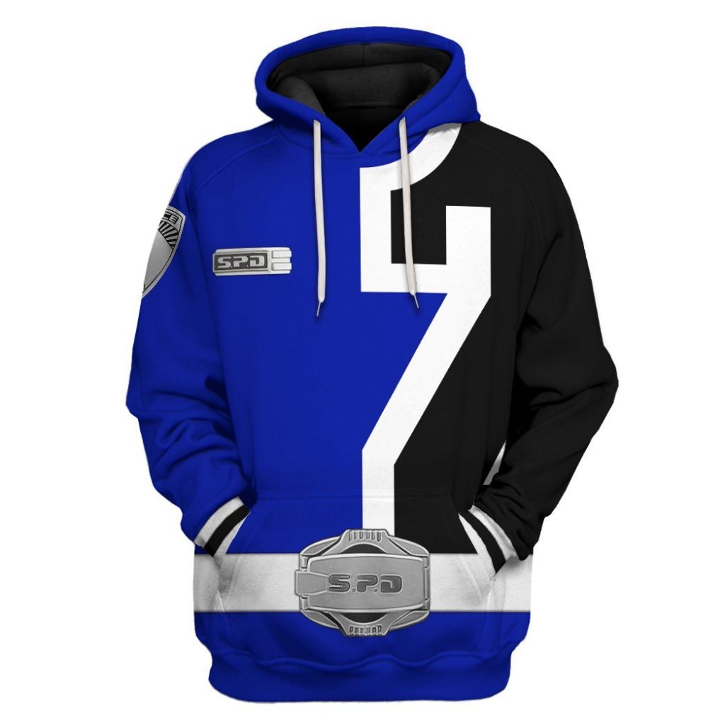 gearhuman 3d power rangers spd blue tshirt hoodie apparel gb290125 3d apparel hoodie s 558219 - Power Rangers Mall