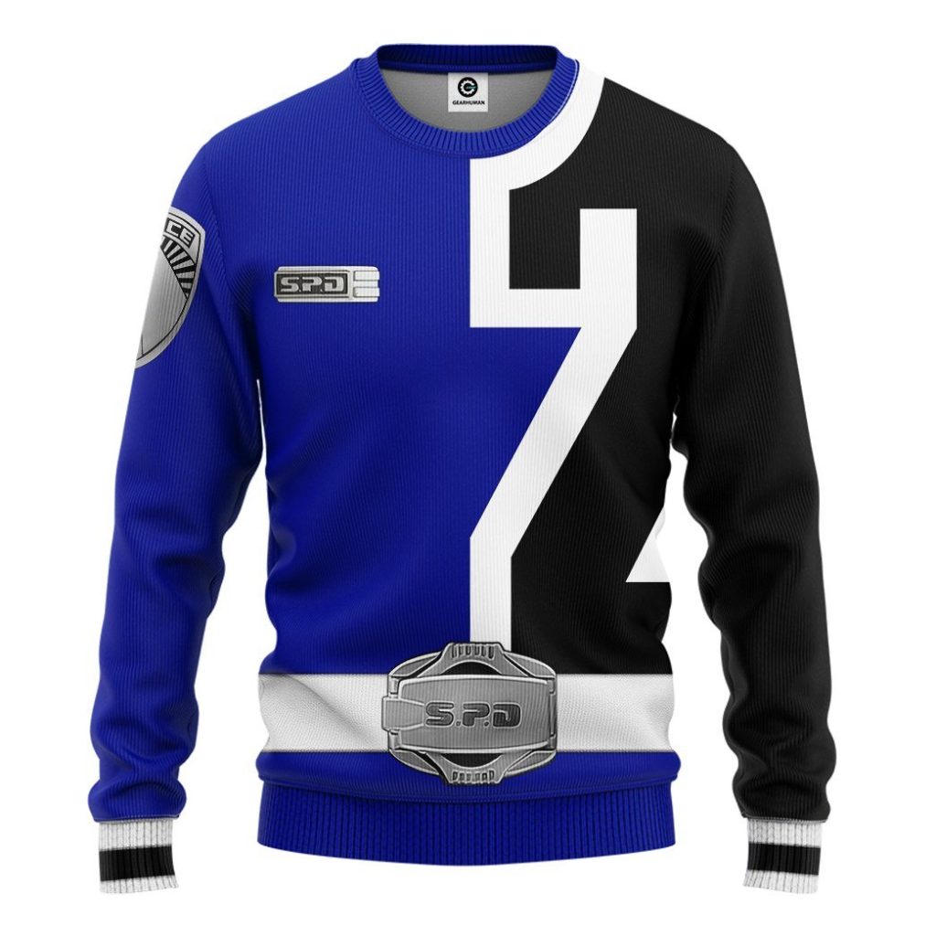 gearhuman 3d power rangers spd blue tshirt hoodie apparel gb290125 3d apparel long sleeve s 169894 - Power Rangers Mall