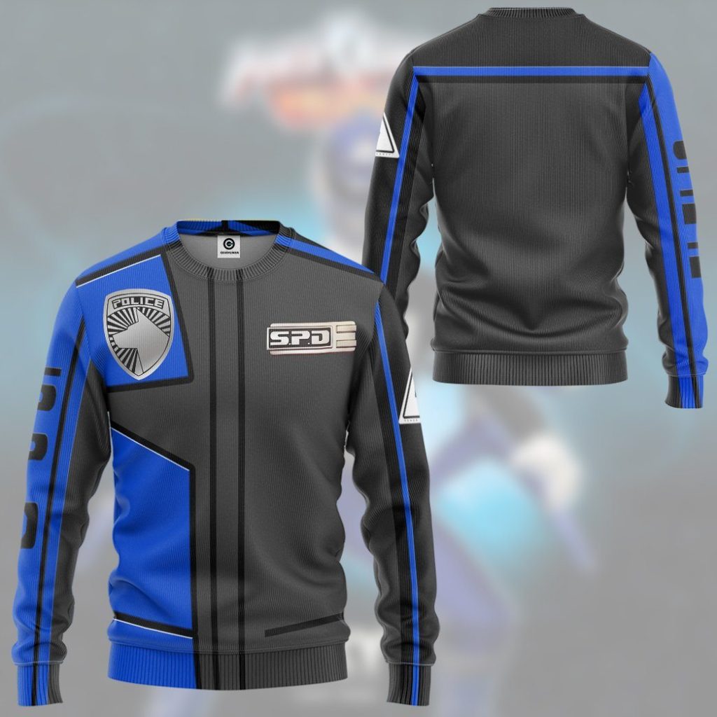 gearhuman 3d power rangers spd blue uniform tshirt hoodie apparel gb290152 3d apparel 541775 - Power Rangers Mall