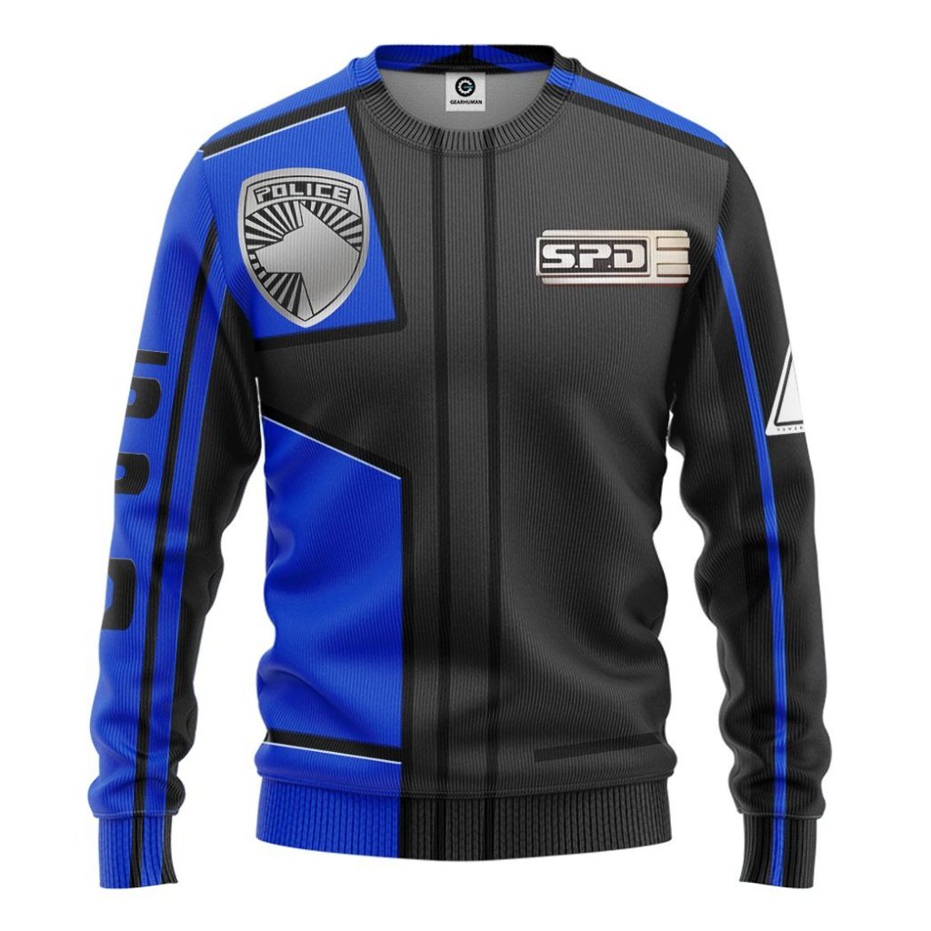 gearhuman 3d power rangers spd blue uniform tshirt hoodie apparel gb290152 3d apparel long sleeve s 902271 - Power Rangers Mall