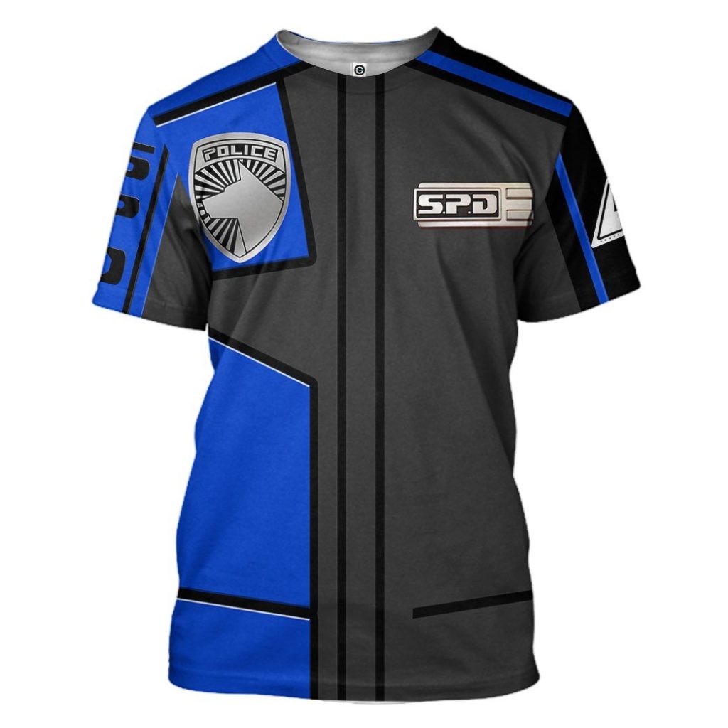 gearhuman 3d power rangers spd blue uniform tshirt hoodie apparel gb290152 3d apparel t shirt s 209169 - Power Rangers Mall
