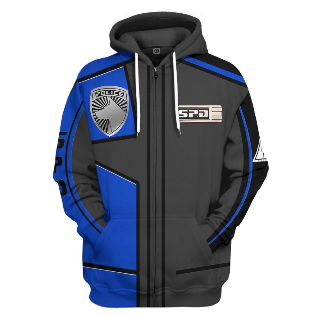 gearhuman 3d power rangers spd blue uniform tshirt hoodie apparel gb290152 3d apparel zip hoodie s 823889 - Power Rangers Mall