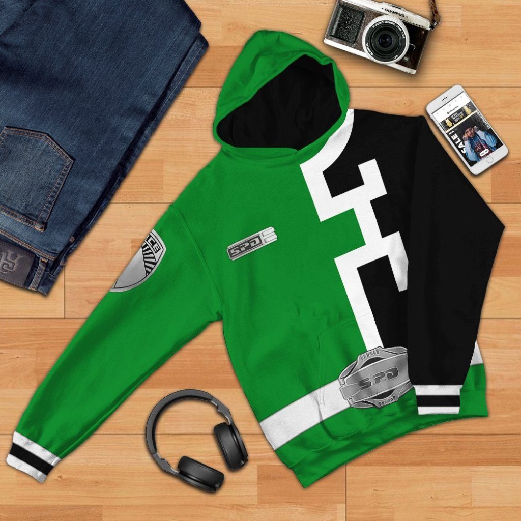 gearhuman 3d power rangers spd green tshirt hoodie apparel gb290121 3d apparel 425753 - Power Rangers Mall