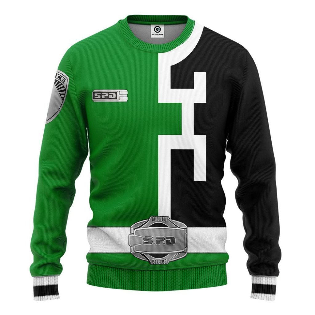 gearhuman 3d power rangers spd green tshirt hoodie apparel gb290121 3d apparel long sleeve s 333362 - Power Rangers Mall