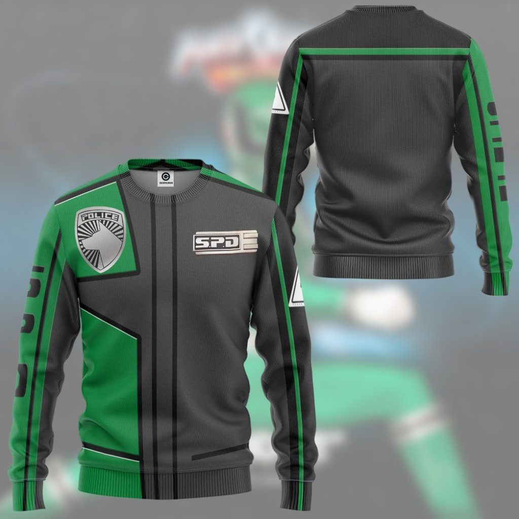 gearhuman 3d power rangers spd green uniform tshirt hoodie apparel gb290135 3d apparel 498042 - Power Rangers Mall