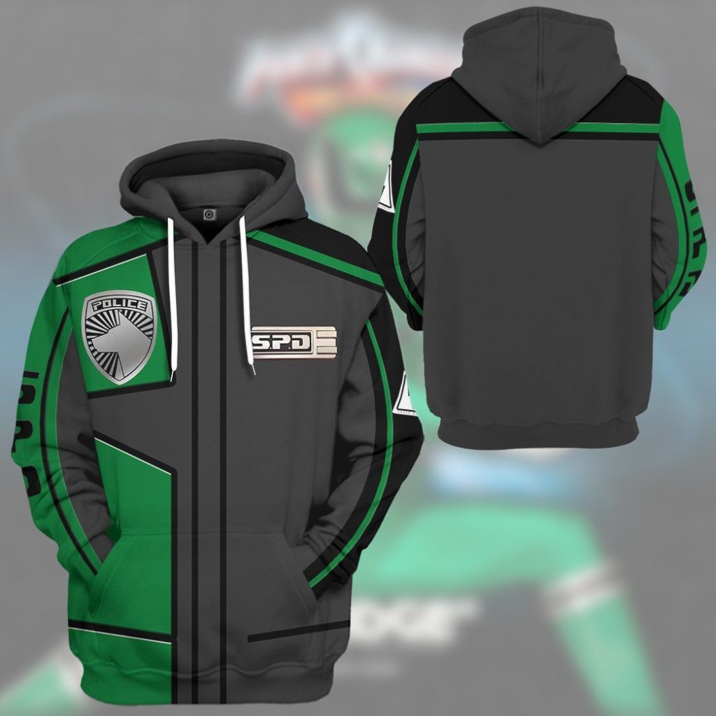 gearhuman 3d power rangers spd green uniform tshirt hoodie apparel gb290135 3d apparel 602452 - Power Rangers Mall