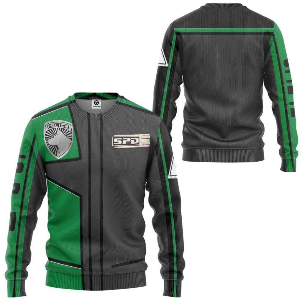gearhuman 3d power rangers spd green uniform tshirt hoodie apparel gb290135 3d apparel 710738 - Power Rangers Mall