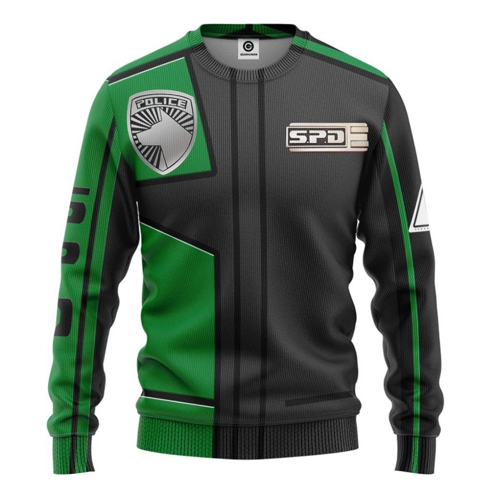 gearhuman 3d power rangers spd green uniform tshirt hoodie apparel gb290135 3d apparel long sleeve s 552100 - Power Rangers Mall