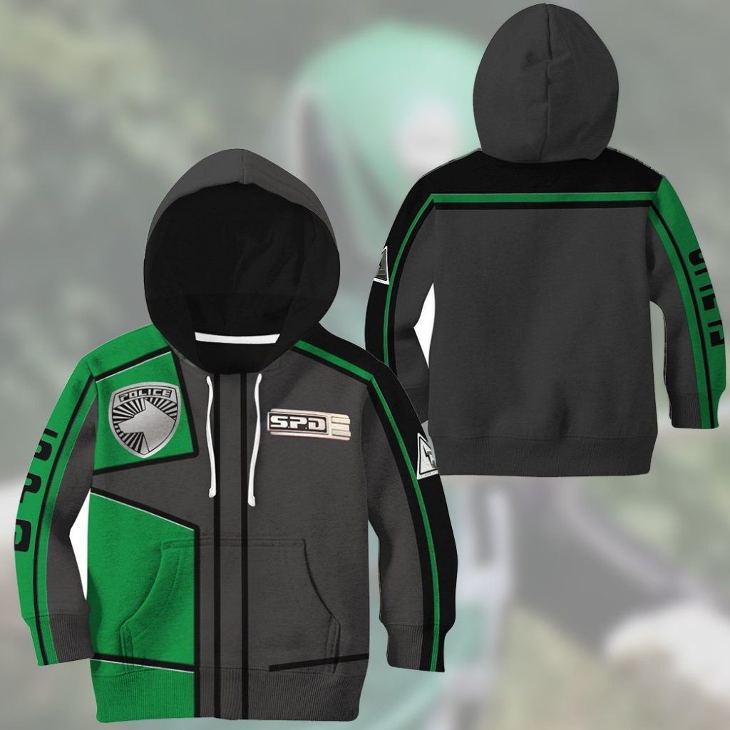 gearhuman 3d power rangers spd green uniform tshirt hoodie kids gb220213 kid 3d apparel 772898 2e379e25 b324 4f4c a114 d100cb45186a - Power Rangers Mall